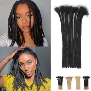 8Inch Loc Extensions Human Hair 0.6CM Dreadlock Extensions 30Strands,1B